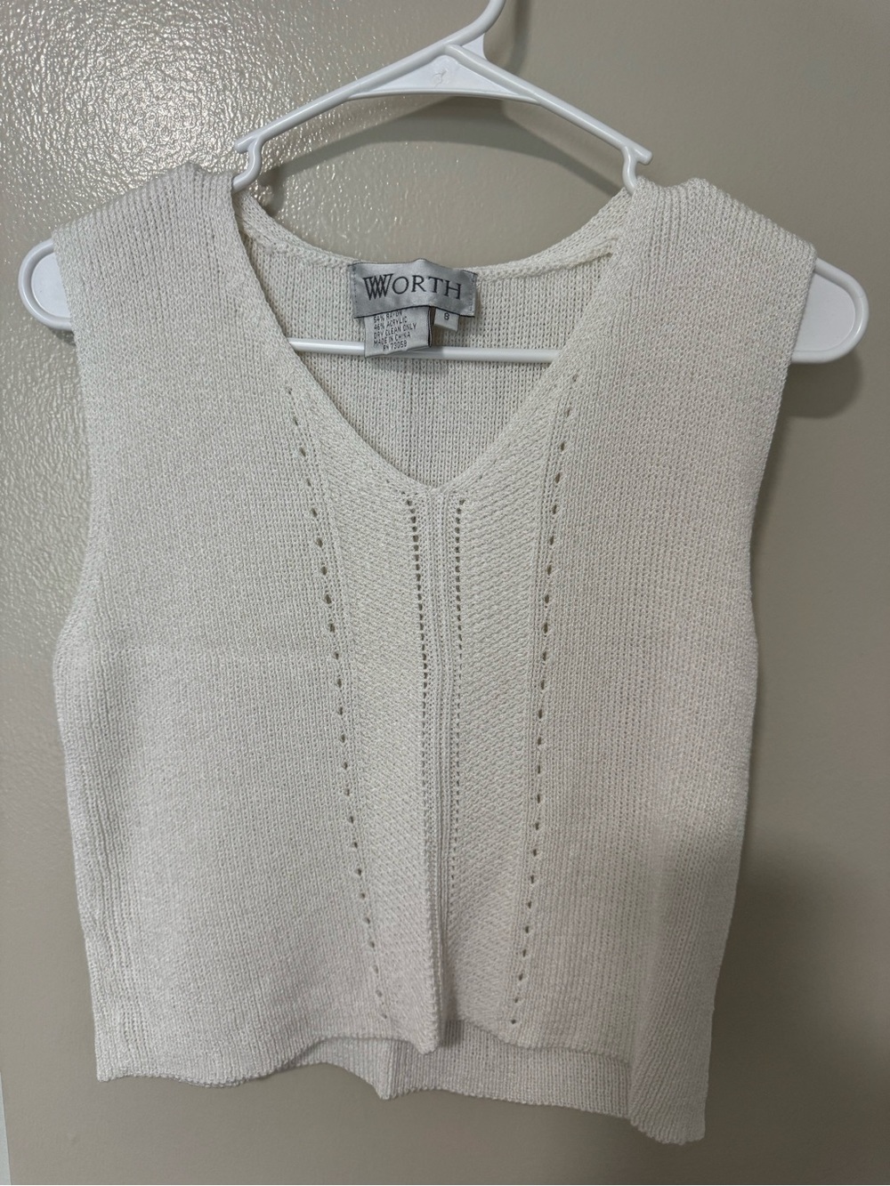 Worth Cream V-Neck Knit Sweater Vest — Lightweight Layering